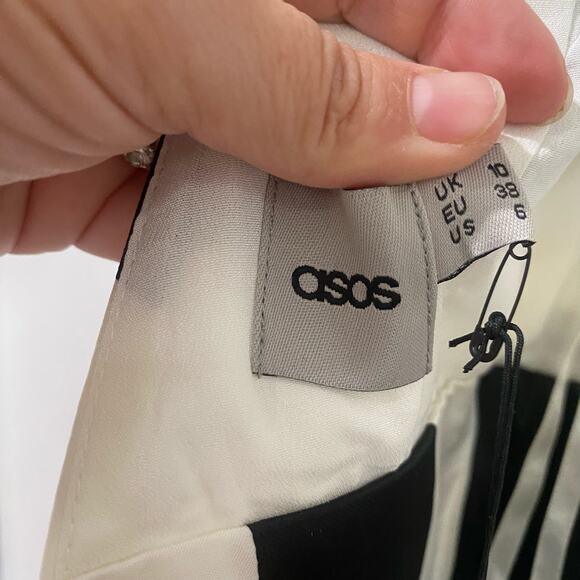 ASOS Black And Ivory Striped Posh Pencil Dress Size 6 NWT - Picture 5 of 13